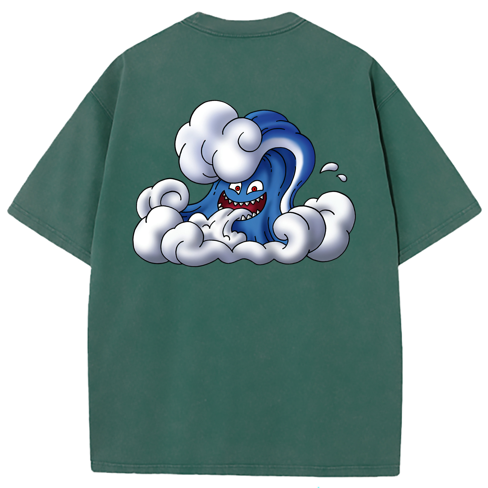 （画像用） ドラゴンクエスト Doragon Kuesuto Dragon Quest 綿100% ヴィンテージ風 半袖Tシャツ（背面プリント）